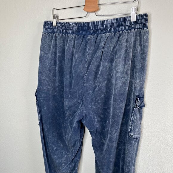 Torrid Womens Cargo Casual Pull On Jogger Pants Size 1X Blue Acid Wash - Picture 3 of 9